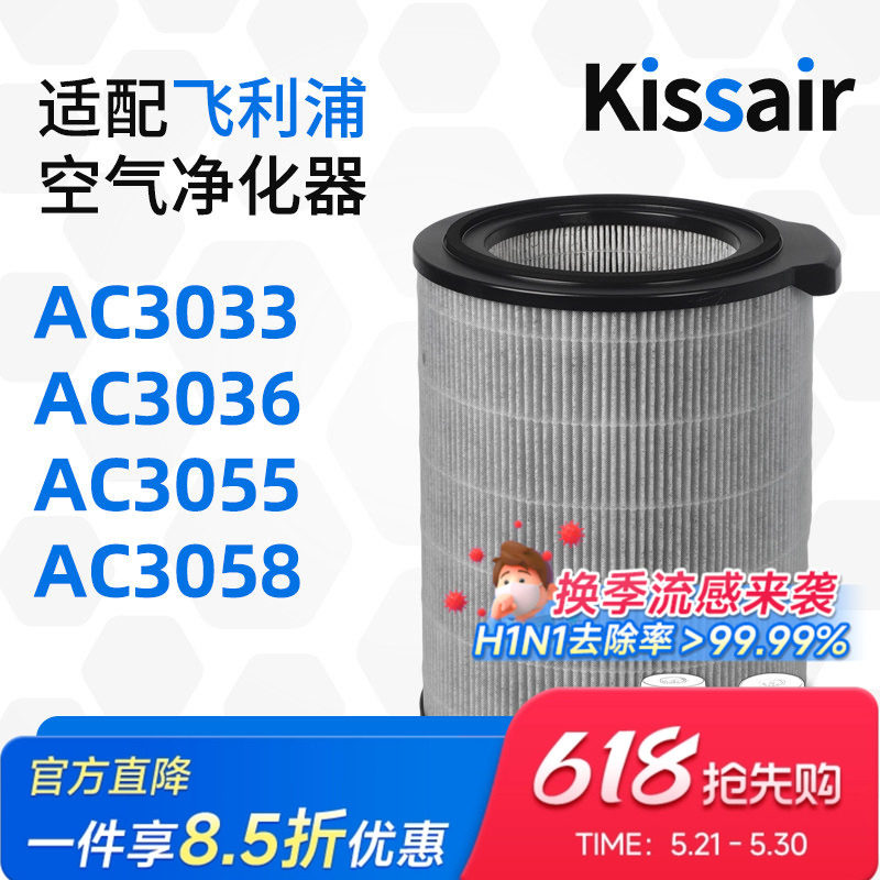 适配飞利浦空气净化器过滤芯AC3036/AC3033除甲醛FY3140过滤网