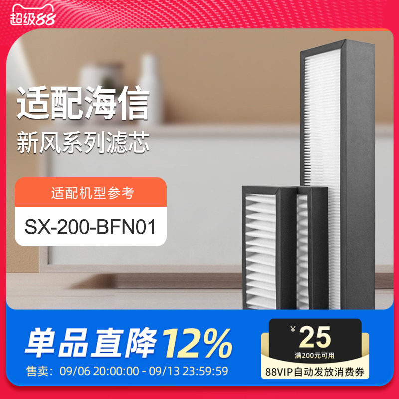 适配海信壁挂式新风机过滤芯SX-200-BFN01/DHA20D3除醛过滤网套装