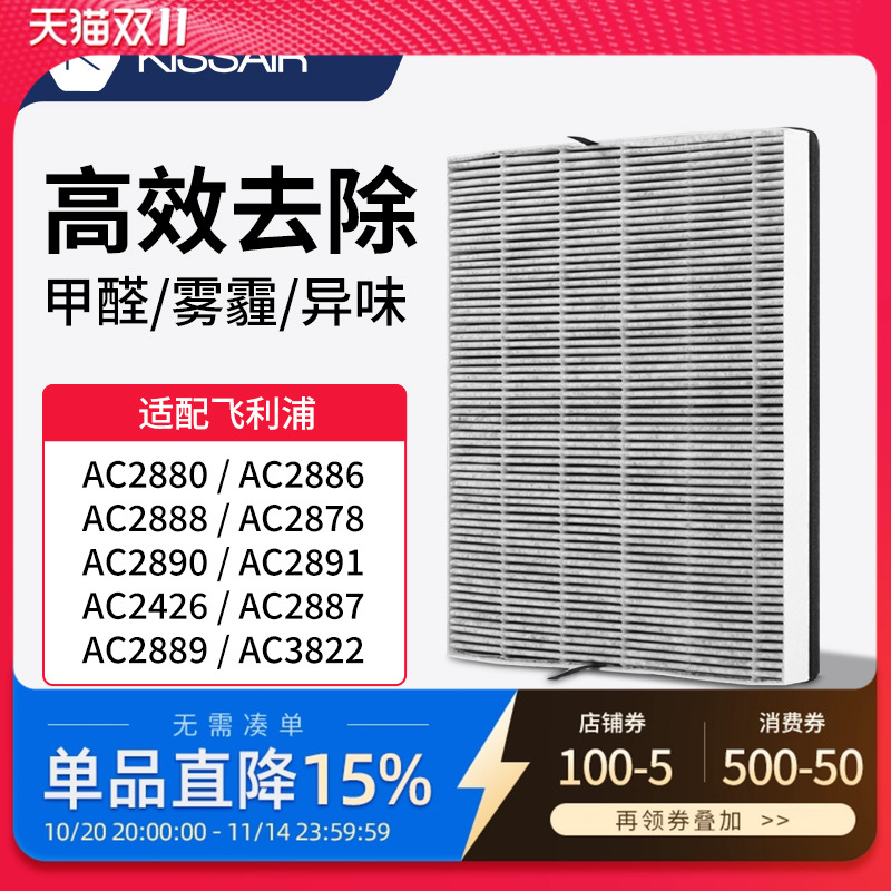 适配飞利浦空气净化器过滤网AC2880/2886/2878/2890复合滤芯2428