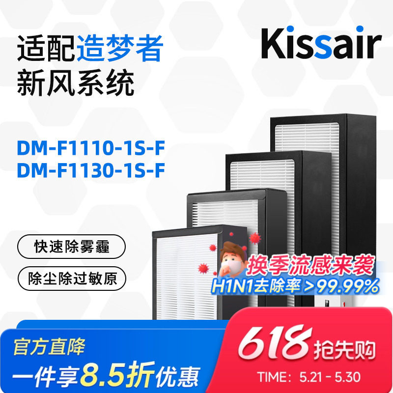 适配造梦者家用换气壁挂新风机过滤网DM-F1110/1130-1S-F滤芯套装