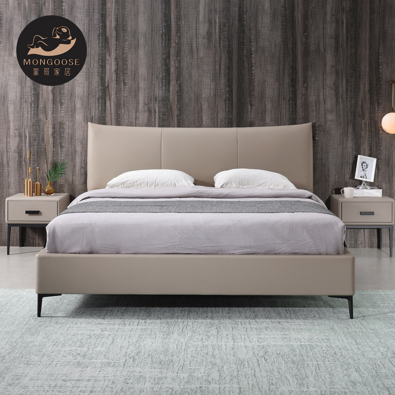 意式极简设计师北欧风格真皮软床