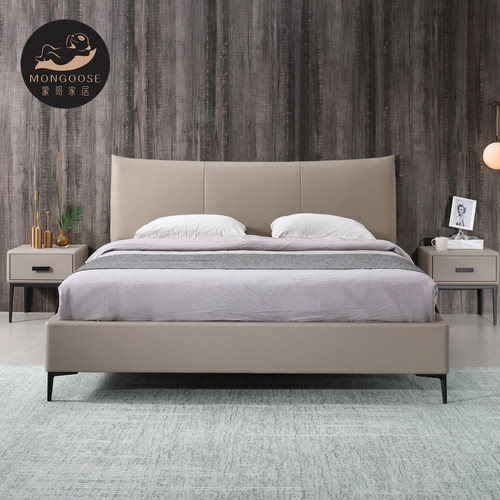 意式极简设计师北欧风格真皮软床