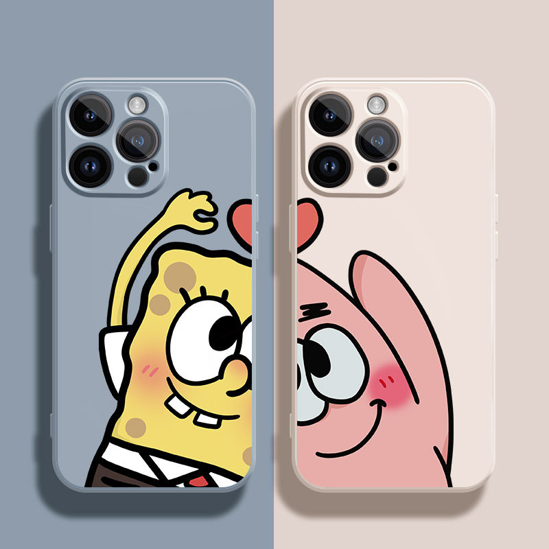 硅胶11苹果14新款xsmax情侣xr海绵宝宝x卡通7plus派大星i8p可爱mini