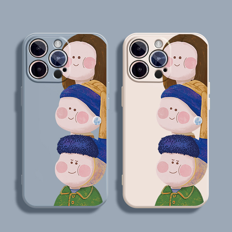 微信名画适用苹果x手机壳14Pro max硅胶iPhone13新款11全包xsmax复古xr保护套x创意x艺术7plus女8p男mini搞怪
