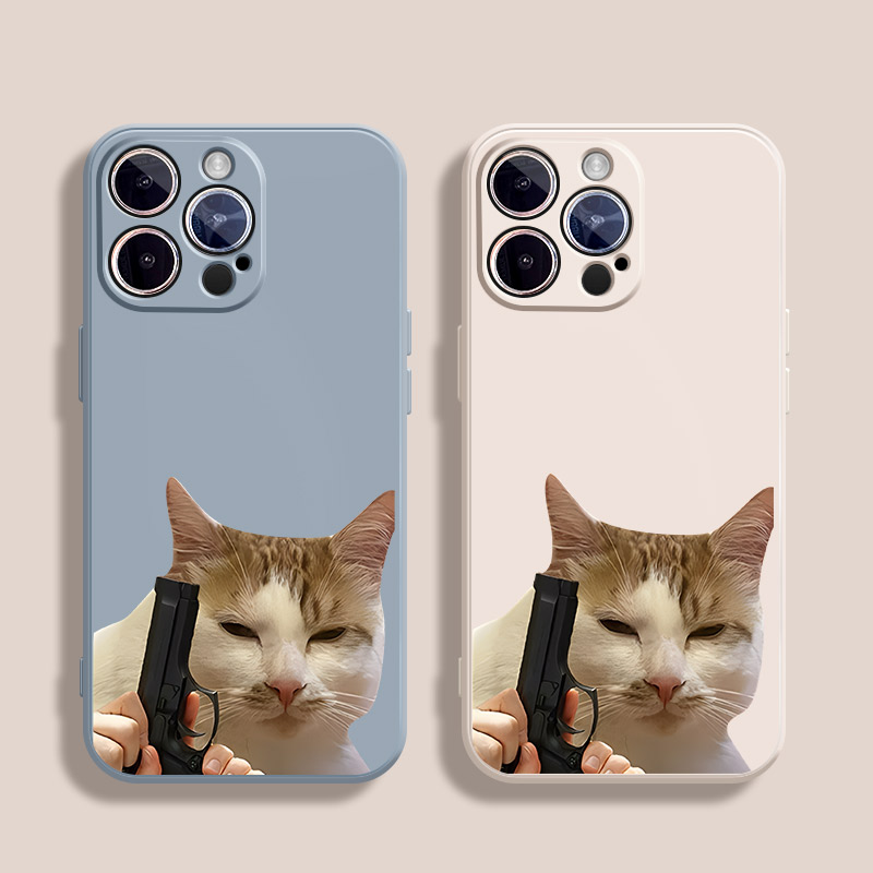 杀手猫咪适用iPhone14plus手机壳13Pro max硅胶11苹果15新款12全包xsmax可爱xr超火x创意7plus软8p女生6s男款