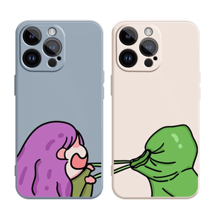 搞怪情侣适用iPhonexr手机壳15Pro max硅胶11苹果14新款12全包13保护套xsmax超火x女生7plus软8p男款十五6s潮