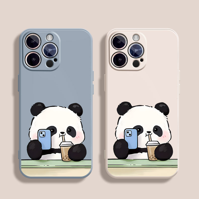 熊猫自拍iPhone11Promax手机壳苹果15硅胶12新款13全包14保护套xsmax可爱xr超火x花花7plus不撞壳8p女神6s男i