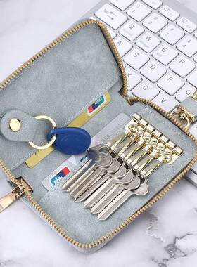 复古简约拉链锁匙包男士腰挂多功能家用小包大容量汽车女士钥匙包