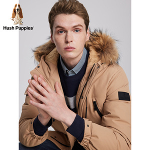 Hush Puppies暇步士男装2021冬新貉子毛领中长款羽绒服|PR-21736D