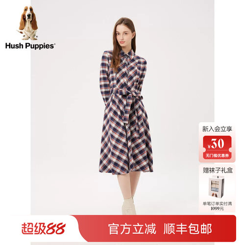 磨毛长袖衬衫连衣裙暇步士女装