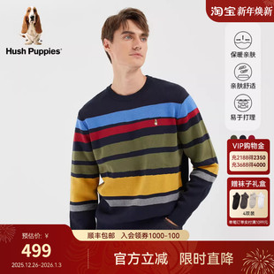 柔软亲肤保暖毛衣撞色彩条圆领针织衫 秋季 Puppies暇步士男装 Hush