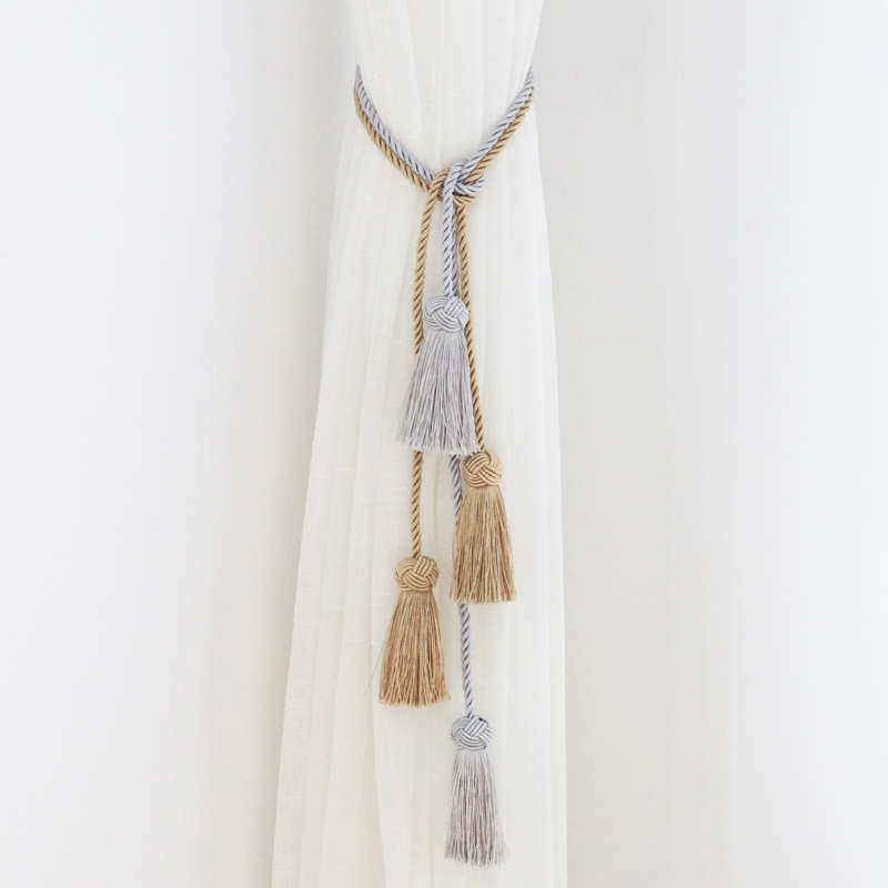 手工编织窗帘绑绳新中式流苏穗窗帘绑绳流苏挂球窗帘绑带流苏一对