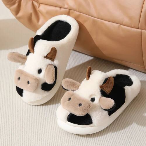 Winter Women Warm Cow Slippers Girls Cute Soft Indoor Bedroo