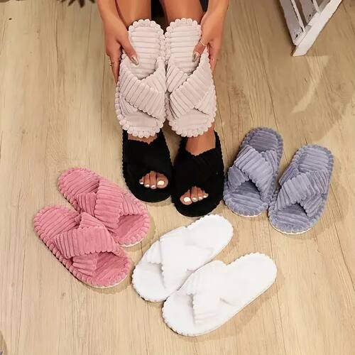 Fall/Winter Women's Cross Strap Slippers, Comfortable Indoor