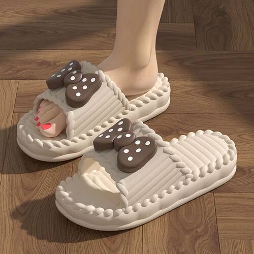 Bow Tie Slippers for Women Sweet Girls Flip Flops Outdoor EV