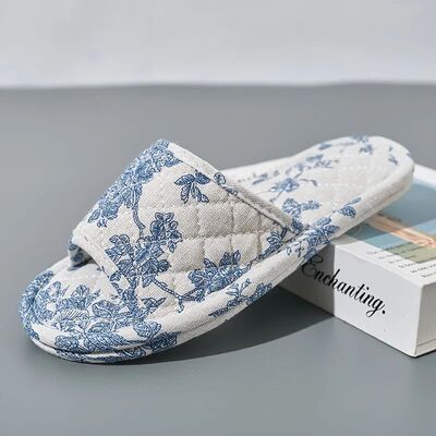 Home Slippers Soft Cotton Floral Floor Shoes Fashion Lightwe