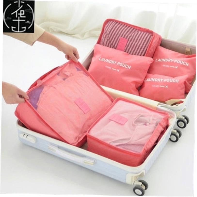 Local stock 6Pcs Waterproof Travel Bags Clothes Luggage Org