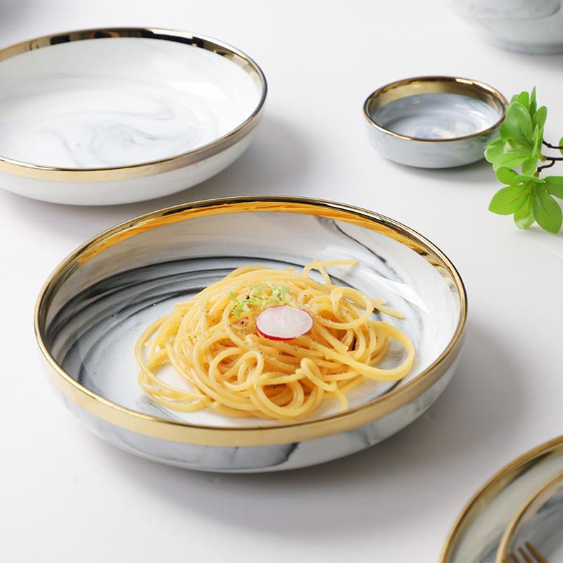 Marble Dinner Plate Set Ceramic Kitchen Plate Tableware Set1