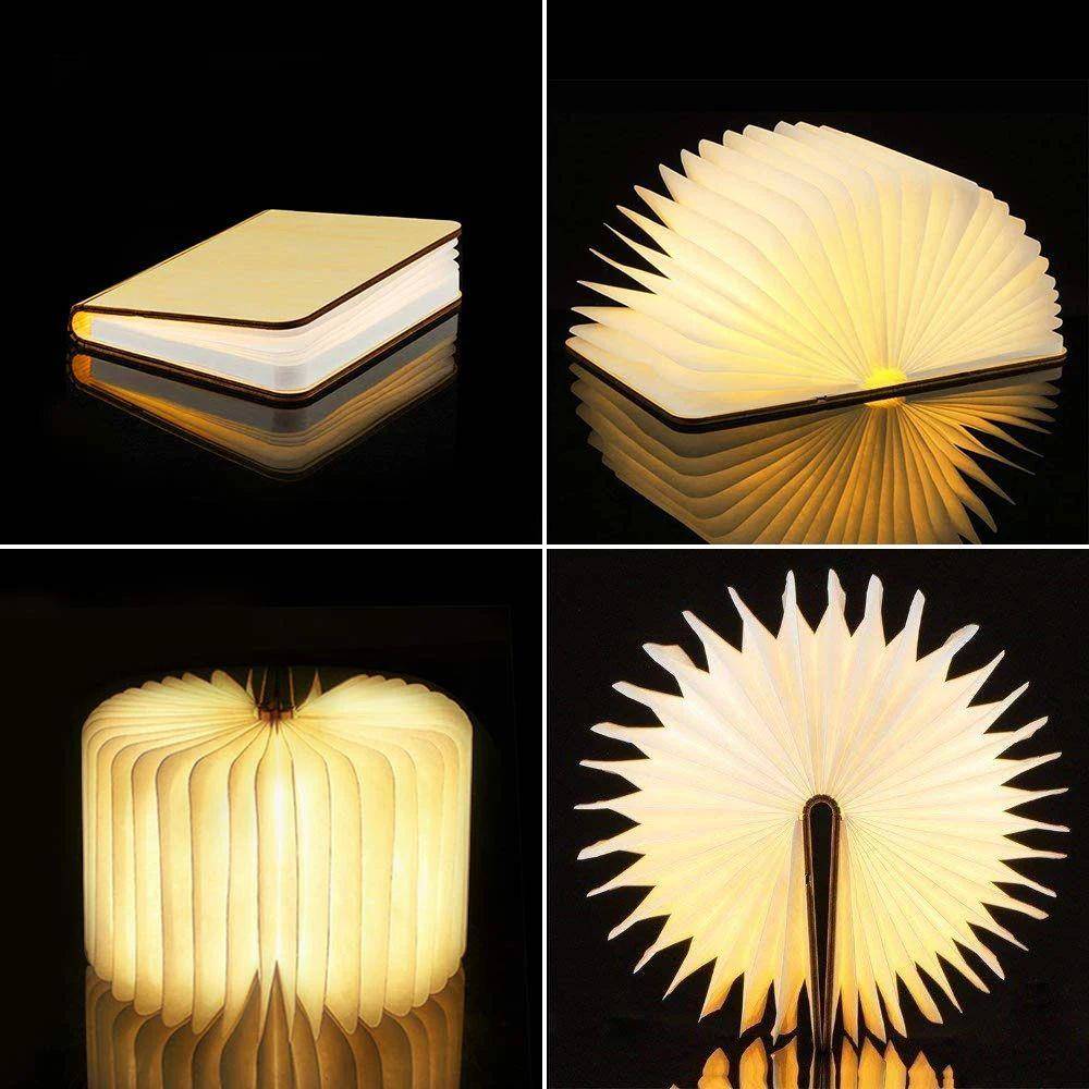 Foldable Book Light Creative Wooden Luminous Book for Ch
