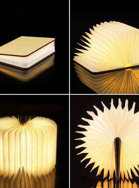 Foldable Book Light Creative Wooden Luminous Book for Ch