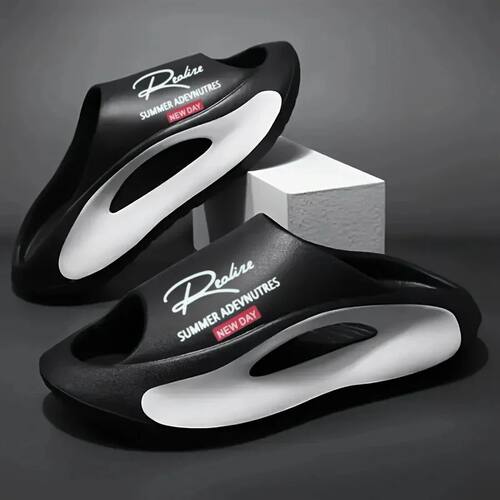 Lightweight EVA men's slide | Black and white cartoon design