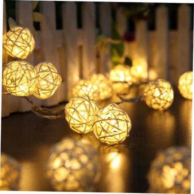 20 Rattan Ball Led Fairy Lights Christmas Tree Ornaments Xma