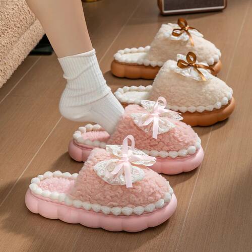Winter Warm Fur Slippers For Women Thick-Soled Household Sli