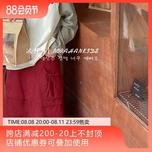 波拉韩国童装女童半身裙2023秋季儿童工装牛仔裙中长款直筒裙子
