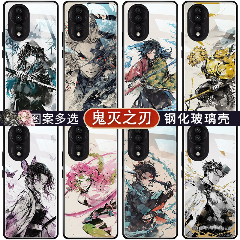 鬼灭之刃适用荣耀400手机壳300pro玻璃magic8个性x60卡通x50创意x9c防摔x8a新款x7b二次元honorx5plus保护套