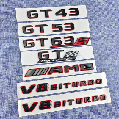 奔驰GTS AMG车标GT43 GT53 GT63S黑红后尾标 V8BITURBO侧标车标贴