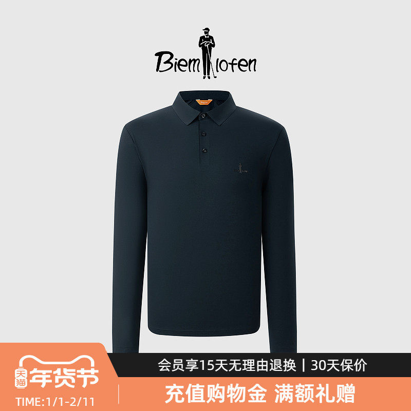 【亲肤易打理】比音勒芬秋季男轻商务休闲舒适翻领T恤长袖polo衫