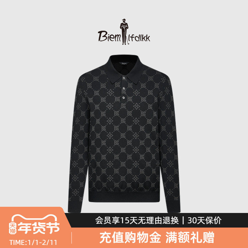 【易打理】比音勒芬秋季男士通勤复古菱格老花翻领长袖针织衫上衣,男装,针织衫/毛衣,淘宝优惠券,粉丝福利购,淘宝优惠卷