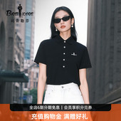 女通勤休闲五粒扣翻领T恤短袖 比音勒芬春夏季 polo衫 环保防晒