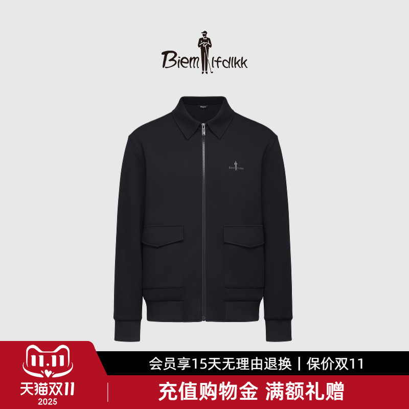 【轻柔弹力】比音勒芬秋季男士时尚休闲工装风翻领针织夹克外套