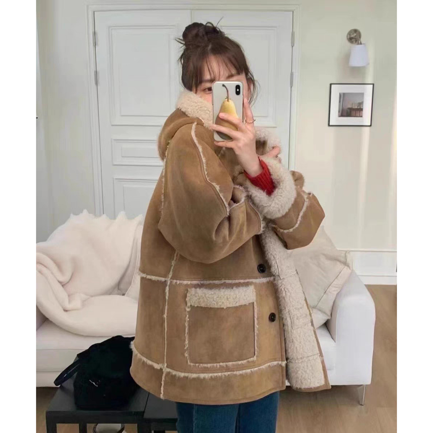 韩国breathe连帽皮毛一体外套