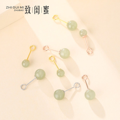 睡觉不用天然玉石银养防过敏耳钉