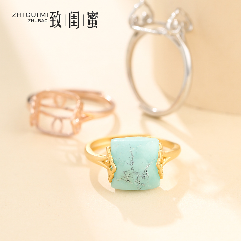 s925纯银戒指空托男女diy复古风