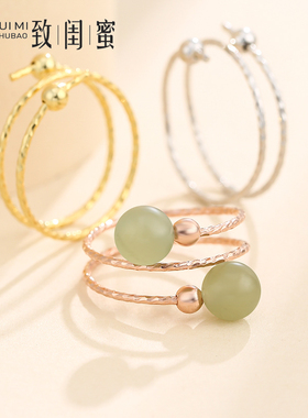 925纯银戒指空托女 简约开口珍珠diy戒托空托网红小众设计戒托4-6