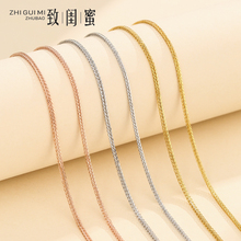 999纯银项链女男肖邦链无吊坠18k金彩金锁骨链2021年新款日韩素链