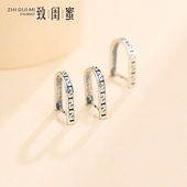 S925银吊坠扣头简约复古镶嵌翡翠蜜蜡项链扣链接扣银扣头吊坠夹扣