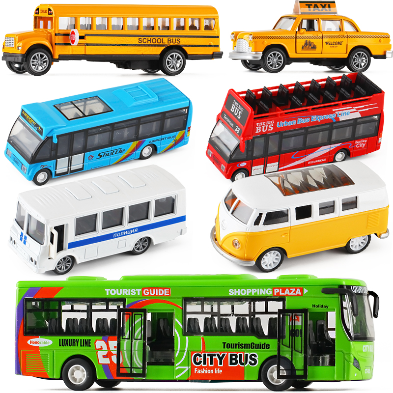 声光公交车双层大巴士出租客车儿童男孩子仿真合金小汽车模型玩具