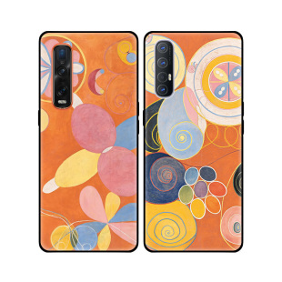 抽象几何北欧艺术橙色女款适用OPPO FindX2 Pro/Reno3/K5软手机壳