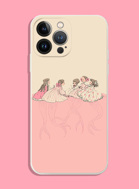 ins风可爱小美人鱼公主插画适用iPhone XS Max苹果17/16软壳15防摔14pro手机壳678plus