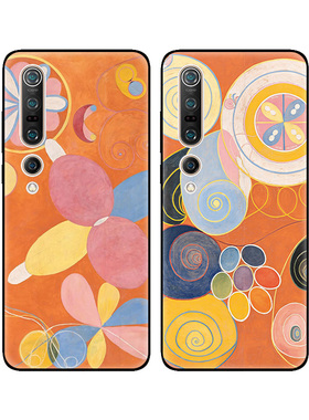 抽象几何北欧艺术橙色女款适用小米10/10Pro手机壳CC9Pro软保护套