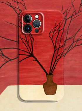 红墙繁枝Sanyu常玉中国风红色油画适用iPhone16Pro防摔17Air软壳15promax/14plus苹果13mini手机壳12/11