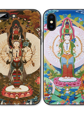 中国风复古千手观音菩萨像适用iPhoneXS Max手机壳X苹果XR/8p/7/6