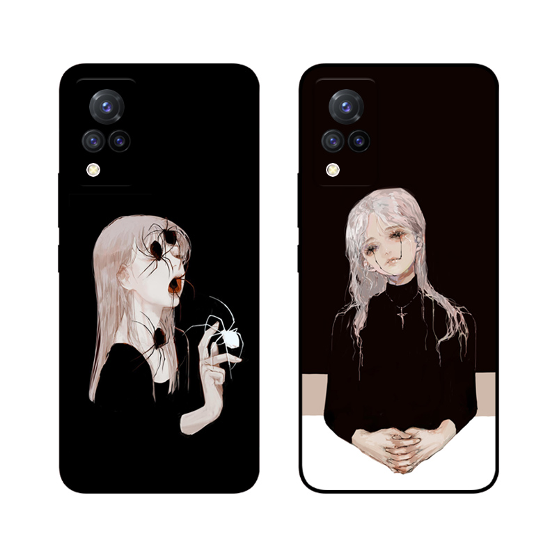 个性冷酷少女暗黑小众插画适用vivo S9/S9e/S7e/S7/S6/S5手机壳S1
