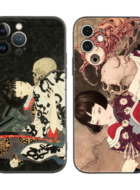 日系人鬼情浮世绘丧系插画适用iPhone16promax防摔17Air软壳15plus/14Pro苹果13pmini手机壳12/11