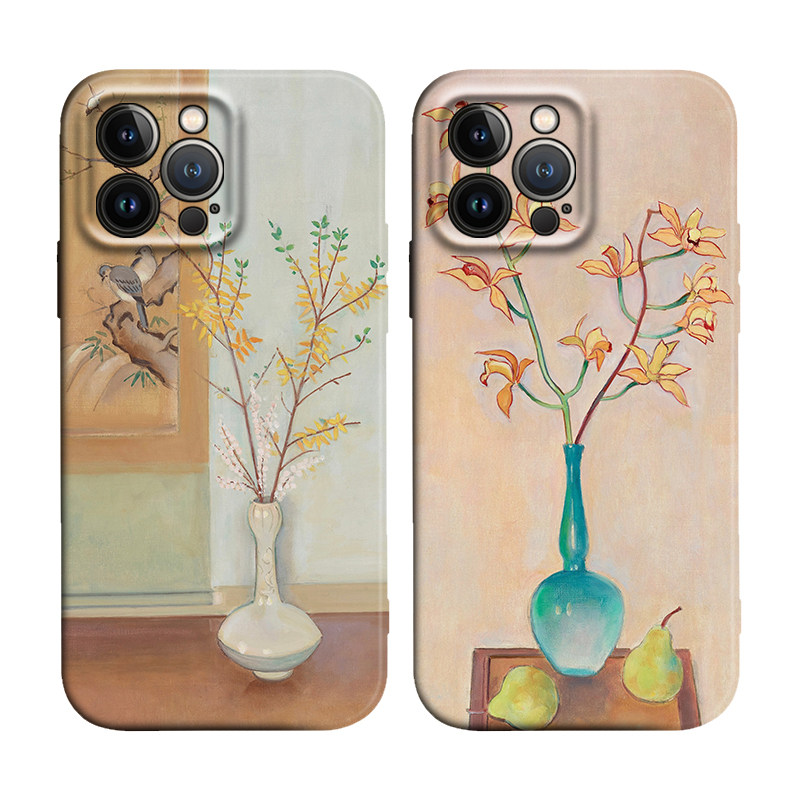 纳尔乔林Einar Jolin东方美学油画花瓶适用iPhone16Pro软壳15promax/14plus苹果13mini手机壳12/11