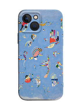 康定斯基《天蓝色》抽象现代艺术适用iPhone XS Max苹果17全包16软壳15pro防摔14手机壳678plus